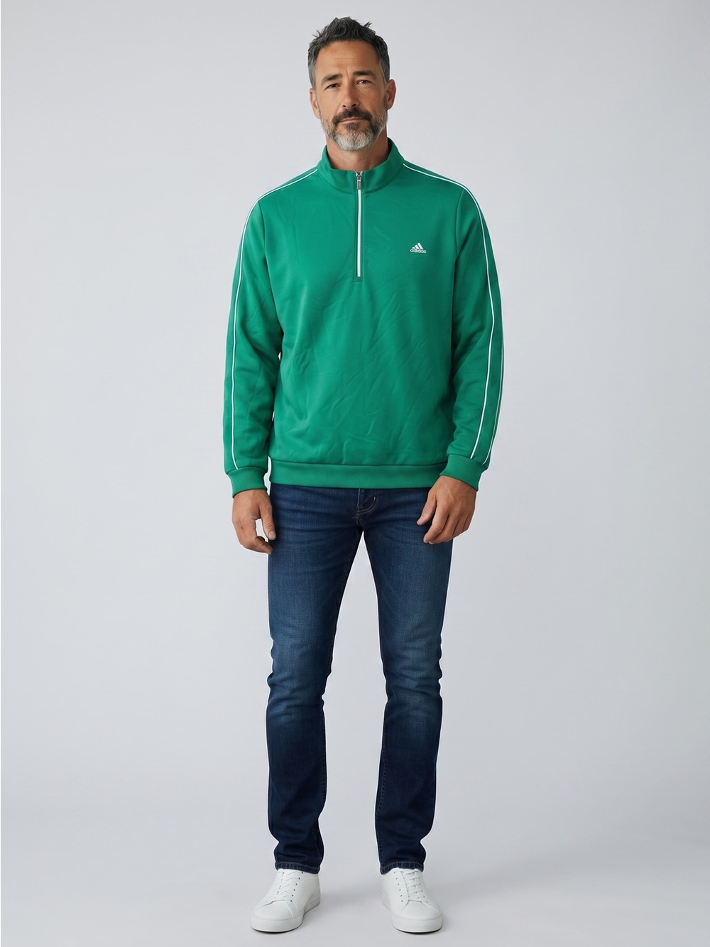 2XL adidas Golf Quarter Zip Pullover Celtic Green White NWT Z88203